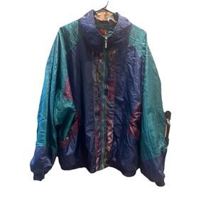 Vintage 90s NCW Classics Colorblock Windbreaker Jacket Women’s 26/28 Teal Purple
